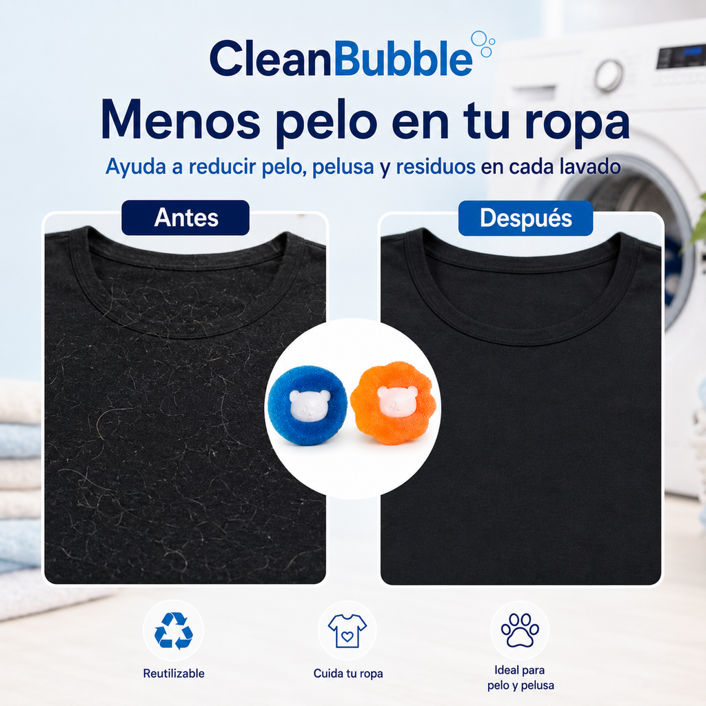 CleanBubble - Burbujas atrapapelos para lavadora (paquete x4)