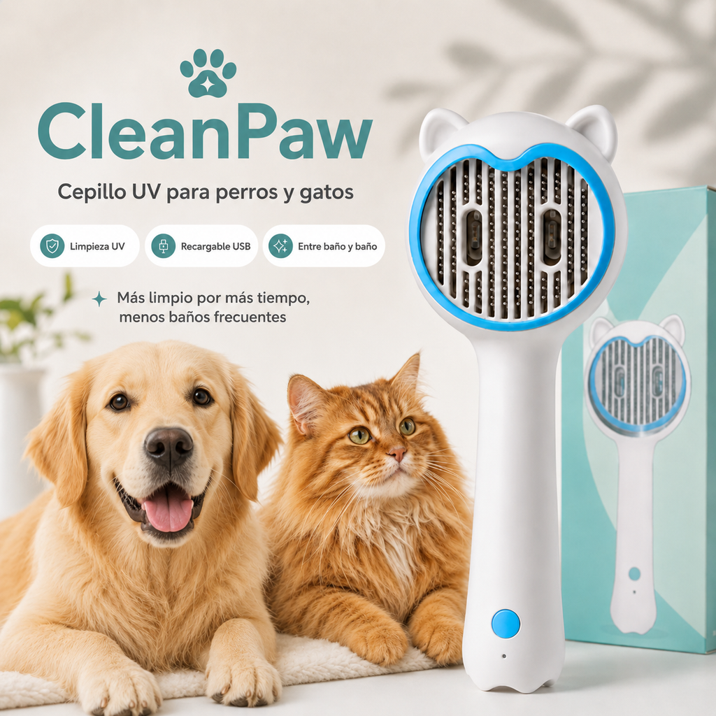 CleanPaw - Cepillo con luz UV Antibacterial para Perros y Gatos