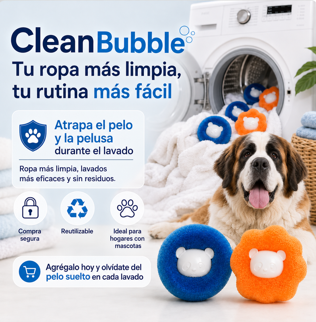 CleanBubble - Burbujas atrapapelos para lavadora (paquete x4)