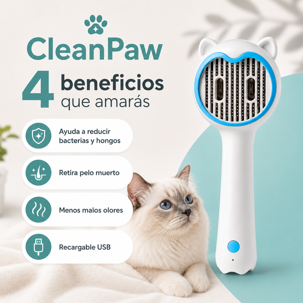 CleanPaw - Cepillo con luz UV Antibacterial para Perros y Gatos